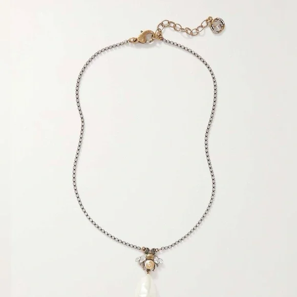 Gucci Gold-tone, crystal and faux pearl necklace - Picture 1 of 14